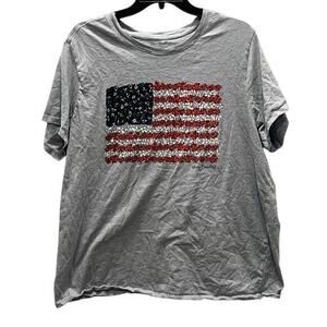 Vera Bradley Woman’s Heathered Light Blue Floral American Flag Plus Size 2XL